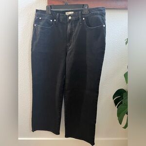 NWT Madewell, The Perfect Vintage Wide Leg Jeans, Washed Black, size 33 Petite.